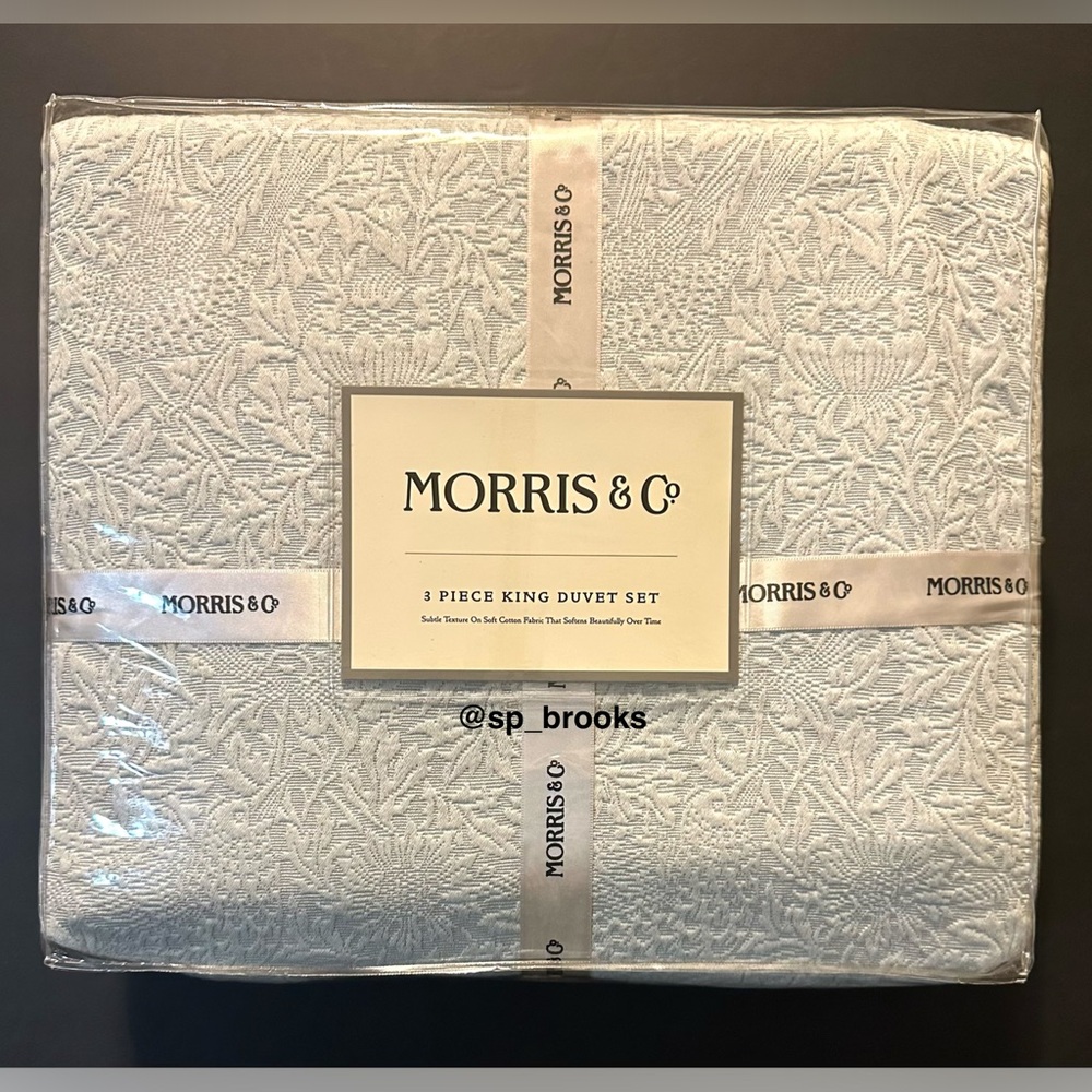 🎁MORRIS & Co Cotton King Duvet Set - Subtle Textured 3 Piece Set - Green